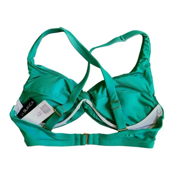 La Blanca Swimming Top Underwire Twist Front Emerald Green Island Goddess 4 NWT - Picture 6 of 8